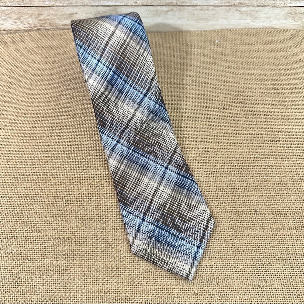Pronto Uomo- Blue/Brown Pattern 100% Silk Tie
